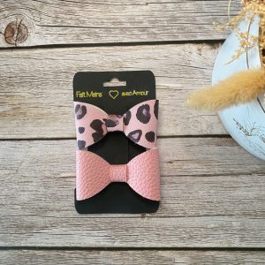 2 Noeuds Barrettes Simili cuir ( 12 coloris )