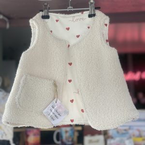 Gilet sans manches réversible 2/3 ans, en bouclette et coton