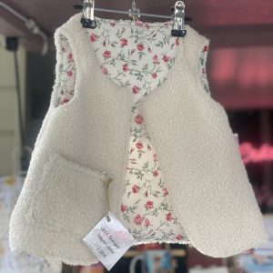 Gilet sans manches réversible 2/3 ans, en bouclette et coton